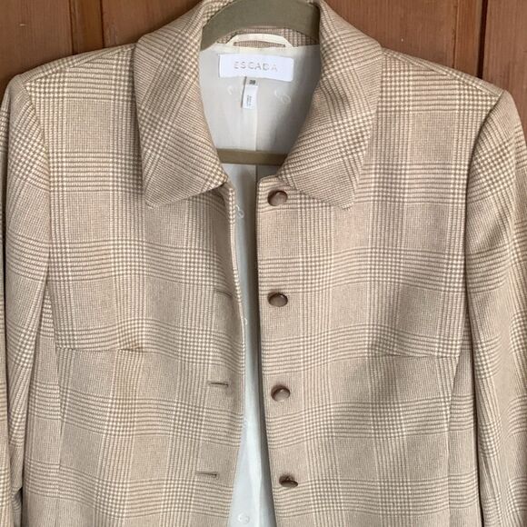 Piacenza for Escada beige houndstooth wool blend blazer - Picture 11 of 13